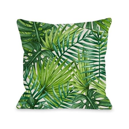 ONE BELLA CASA One Bella Casa 74983PL18 Palm Leaves Pillow; Green - 18 x 18 in. 74983PL18